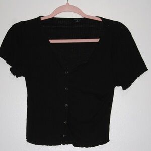 Black Button-Up Women's Top
